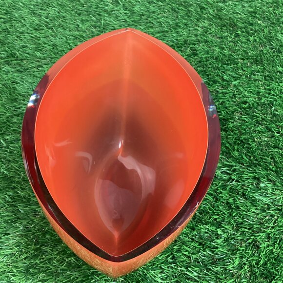 Waterford Evolution Orange Red Stripe Oval Modern Glass Vase - Picture 4 of 14